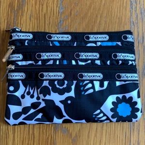 LeSportsac 3 zipper cosmetic bag